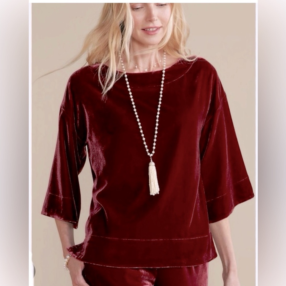 Soft Surroundings Dolman Cabernet ARIA VELVET TUNIC Petite Large
